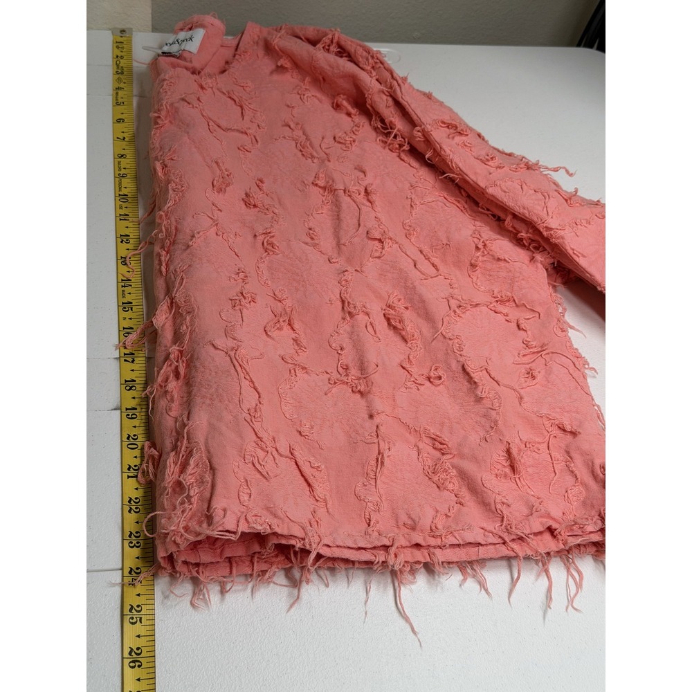 Peck & Peck Top Womens Large Coral Pink Textured Cotton Linen Boho Artsy Summer - Picture 9 of 9